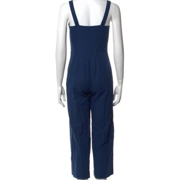 STAUD Button Up Square Neck Deep Ocean Jumpsuit - Picture 2 of 4